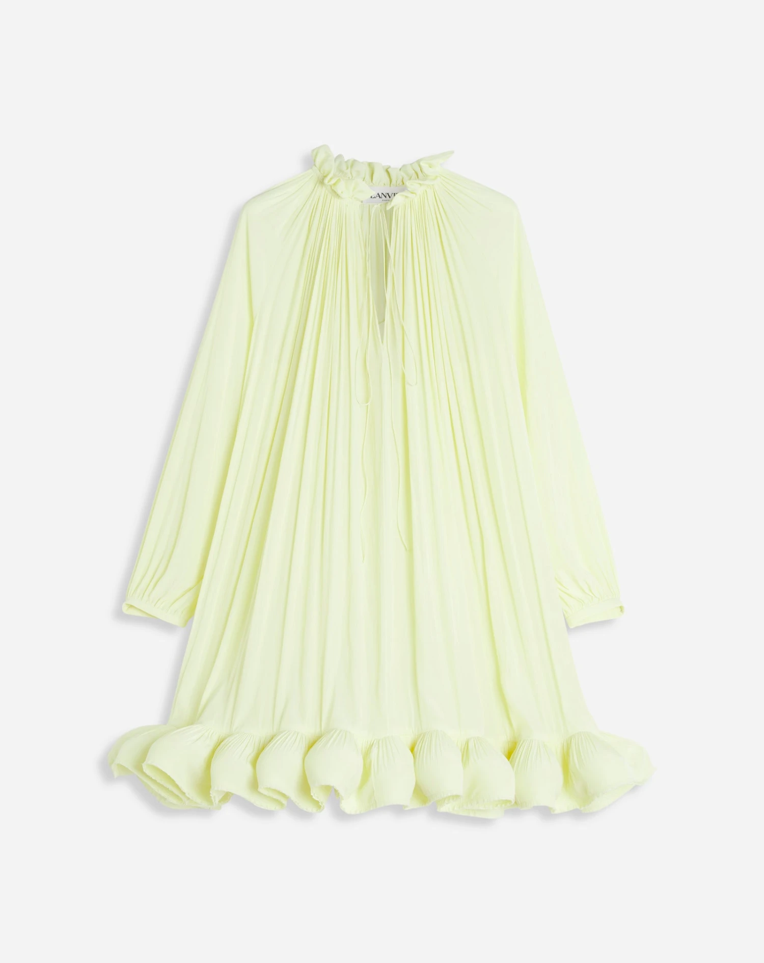 Lanvin LONG SLEEVE MINI DRESS WITH RUFFLES IN CHARMEUSE 3 Lanvin LONG SLEEVE MINI DRESS WITH RUFFLES IN CHARMEUSE