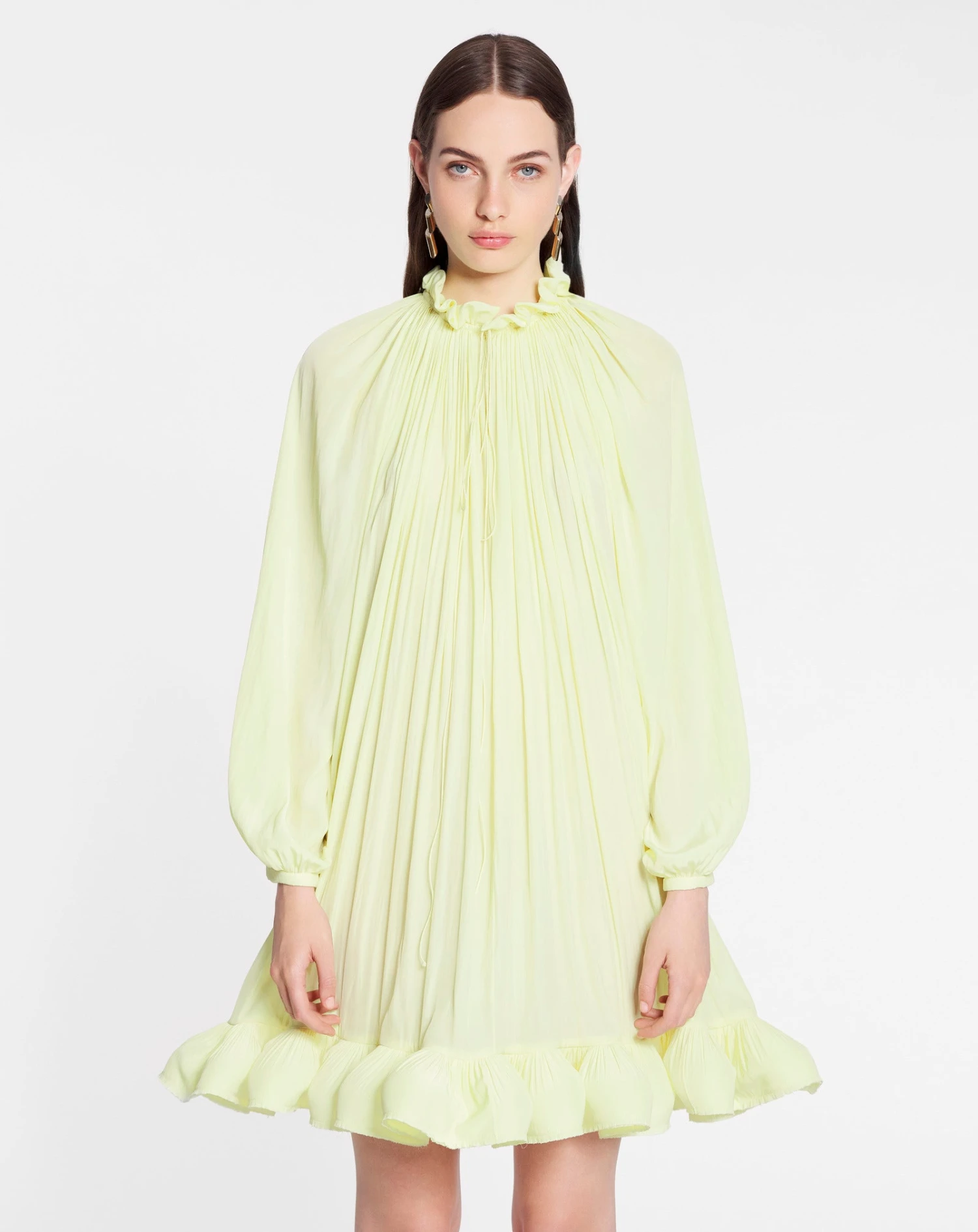 Lanvin LONG SLEEVE MINI DRESS WITH RUFFLES IN CHARMEUSE 5 Lanvin LONG SLEEVE MINI DRESS WITH RUFFLES IN CHARMEUSE - Image 3