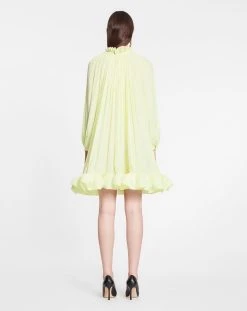 Lanvin LONG SLEEVE MINI DRESS WITH RUFFLES IN CHARMEUSE 10 Lanvin LONG SLEEVE MINI DRESS WITH RUFFLES IN CHARMEUSE -Lanvin Fashion rw dr0026 4778 p2387d