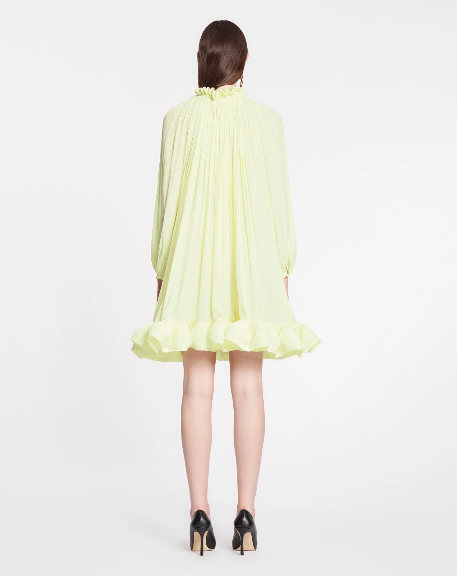 Lanvin LONG SLEEVE MINI DRESS WITH RUFFLES IN CHARMEUSE 6 Lanvin LONG SLEEVE MINI DRESS WITH RUFFLES IN CHARMEUSE - Image 4