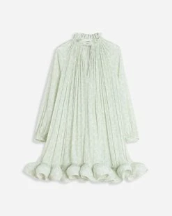 Lanvin LONG SLEEVE MINI DRESS WITH RUFFLES IN FLOWER PRINT CHARMEUSE