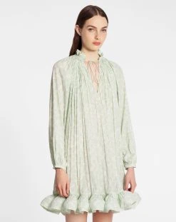 Lanvin LONG SLEEVE MINI DRESS WITH RUFFLES IN FLOWER PRINT CHARMEUSE -Lanvin Fashion rw dr0026 5617 p23401c