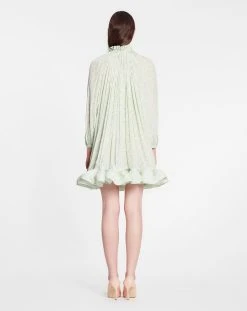 Lanvin LONG SLEEVE MINI DRESS WITH RUFFLES IN FLOWER PRINT CHARMEUSE -Lanvin Fashion rw dr0026 5617 p23401d