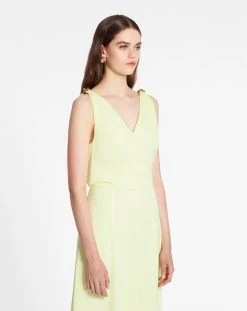 Lanvin SLEEVELESS V NECK FLARE MIDI DRESS IN SATIN -Lanvin Fashion rw dr0027 5584 p2387c ede3157d 3253 4540 88ad b4919d2fd3cd
