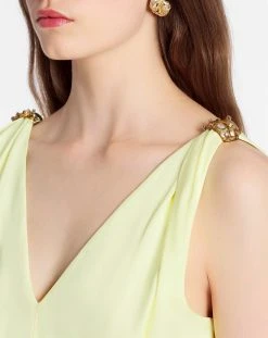 Lanvin SLEEVELESS V NECK FLARE MIDI DRESS IN SATIN -Lanvin Fashion rw dr0027 5584 p2387e 6cb8e043 9871 405a b0fa a017e7a409c9