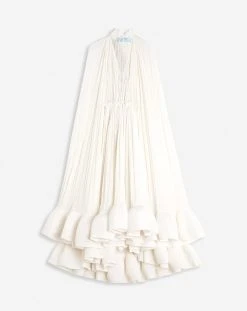 Lanvin LONG CHARMEUSE RUFFLE DRESS