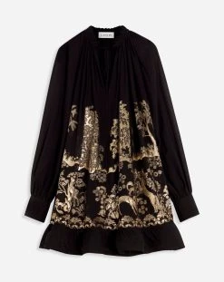 Lanvin LONG-SLEEVE DRESS IN SILK JACQUARD