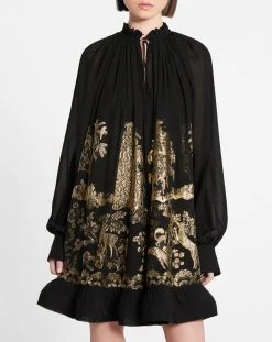 Lanvin LONG-SLEEVE DRESS IN SILK JACQUARD -Lanvin Fashion rw dr0110 5416 a2210m1c