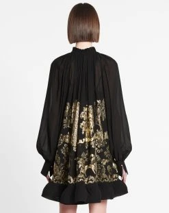 Lanvin LONG-SLEEVE DRESS IN SILK JACQUARD -Lanvin Fashion rw dr0110 5416 a2210m1d