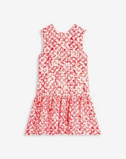 Lanvin SLEEVELESS ROUND NECK DRESS WITH RUFFLES IN PRINTED SILK TWILL