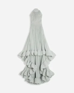 Lanvin EMBROIDERED CAPE GOWN IN CHARMEUSE