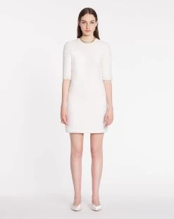 Lanvin SHORT SLEEVE MINI EMBROIDERED DRESS IN TWEED KNIT -Lanvin Fashion rw dr9032 k006 p2302b