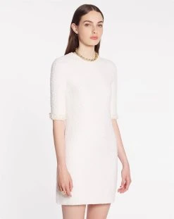 Lanvin SHORT SLEEVE MINI EMBROIDERED DRESS IN TWEED KNIT -Lanvin Fashion rw dr9032 k006 p2302c