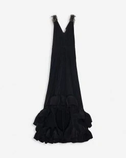 Lanvin LONG EMBROIDERED CHARMEUSE EVENING GOWN