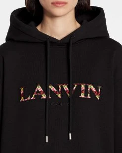 Lanvin OVERSIZED EMBROIDERED CURB HOODIE -Lanvin Fashion rw ho0019 j209 a2310 e 3243e9f2 7b54 4058 94fa 92759f9b3822