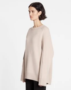 Lanvin WOOL AND CASHMERE ROUND-NECK CAPE SWEATER -Lanvin Fashion rw po0003 k400 a23030 d 9368037e a857 4075 a709 f7e7a7f38017