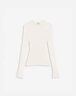 Lanvin RIBBED SILK AND CASHMERE ROUND-NECK TOP