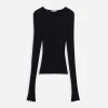 Lanvin ROUND NECK LONG SLEEVE RIBBED TOP IN SILK AND CASHMERE -Lanvin Fashion rw po0020 k004 p2310a