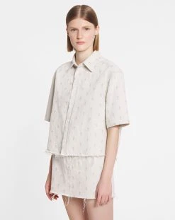 Lanvin BOXY DENIM SHIRT WITH EMBROIDERY -Lanvin Fashion rw si0115 d061 e2302 c