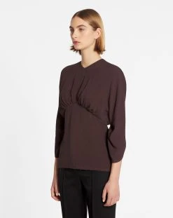 Lanvin GATHERED TOP WITH 3/4-LENGTH SLEEVES -Lanvin Fashion rw to0003 5648 a23652 c 1ae289db 384d 47eb bd2d f13a4975dd7f