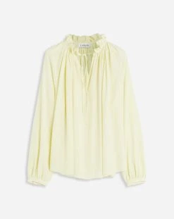 Lanvin LONG SLEEVES BLOUSE WITH OPEN NECK AND RUFFLES IN LIGHT SILK