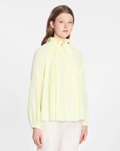 Lanvin LONG SLEEVES BLOUSE WITH OPEN NECK AND RUFFLES IN LIGHT SILK -Lanvin Fashion rw to0014 4868 p2387c