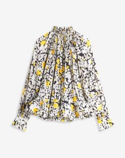 Lanvin PRINTED CHARMEUSE BLOUSE WITH LONG SLEEVES