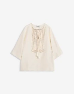 Lanvin OPEN NECK EMBROIDERED TOP