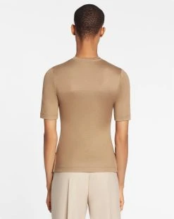 Lanvin FITTED OPEN NECK SHORT SLEEVE TOP IN WOOL AND SILK -Lanvin Fashion rw ts0022 j022 p2366d