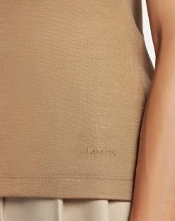 Lanvin FITTED OPEN NECK SHORT SLEEVE TOP IN WOOL AND SILK -Lanvin Fashion rw ts0022 j022 p2366e