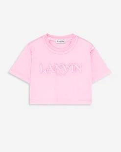 OVERPRINTED CROPPED T-SHIRT WITH LANVIN PARIS EMBROIDERY