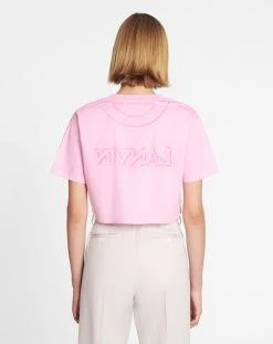 OVERPRINTED CROPPED T-SHIRT WITH LANVIN PARIS EMBROIDERY -Lanvin Fashion rw ts0036 j019 a23504 d 873bfb2b 4614 4b1c 9238 19c9823e323d