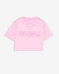 OVERPRINTED CROPPED T-SHIRT WITH LANVIN PARIS EMBROIDERY -Lanvin Fashion rw ts0036 j019 a23504 e 055723e9 4fd7 41db 8427 a59ea51720af